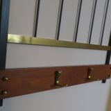 Mid-century brass and teak wall coat rack, 1960s