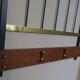 Mid-century brass and teak wall coat rack, 1960s