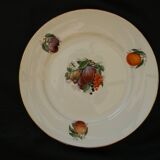 6 flat plates in orchies earthenware. fruit design.