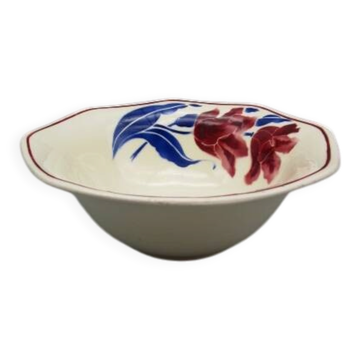Antique salad bowl in Badonviller earthenware, tulip model.