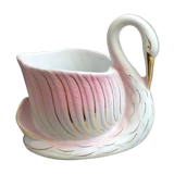 Vintage porcelain swan pot cache