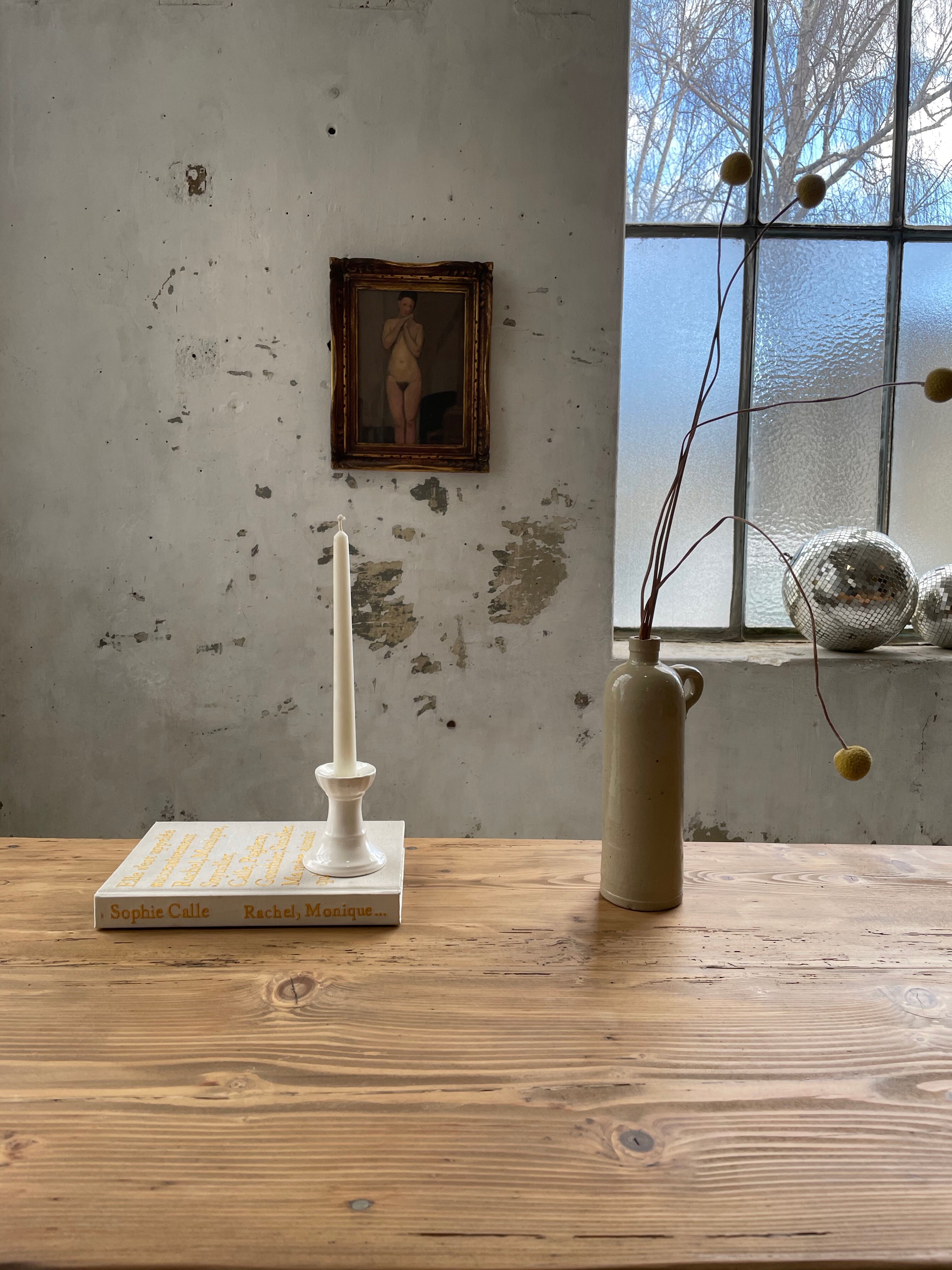 Vintage white ceramic candlestick