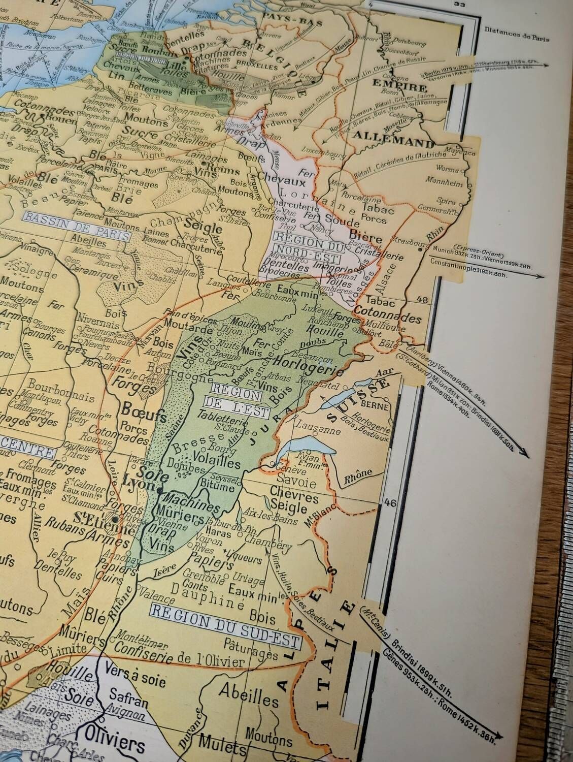 Printed in 1900, map of economic France.