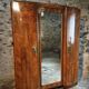 French Art Deco walnut wardrobe with mirror, 1930s
