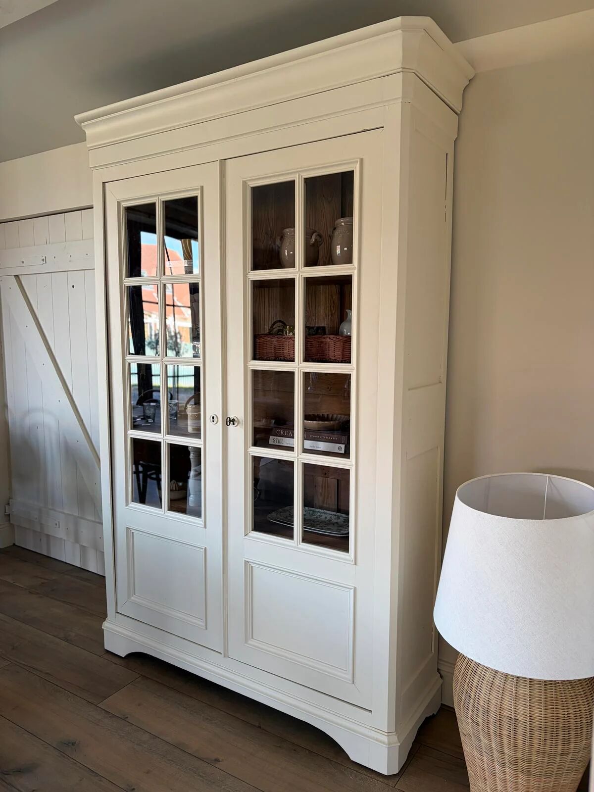 Oak and cherry display cabinet
