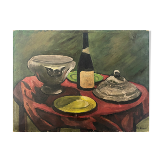 HST painting "Still Life with the Bottle" signed Martin Rysack (1887/1969) + Bio