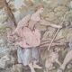 Wall tapestry type Gobelins middle 20th country decoration polychrome shepherds, shepherdesses and sheep