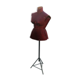 Mannequin de couture ajustable carton rouge sur pied acier tripode