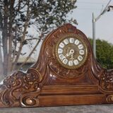 Wooden mirror with clock, 1960