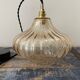 Vintage suspension lamp in electrified amber glass to nine