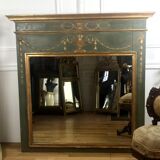Mirror trumeau ancient in wood sculpted style Louis XVI 19th, 135x134