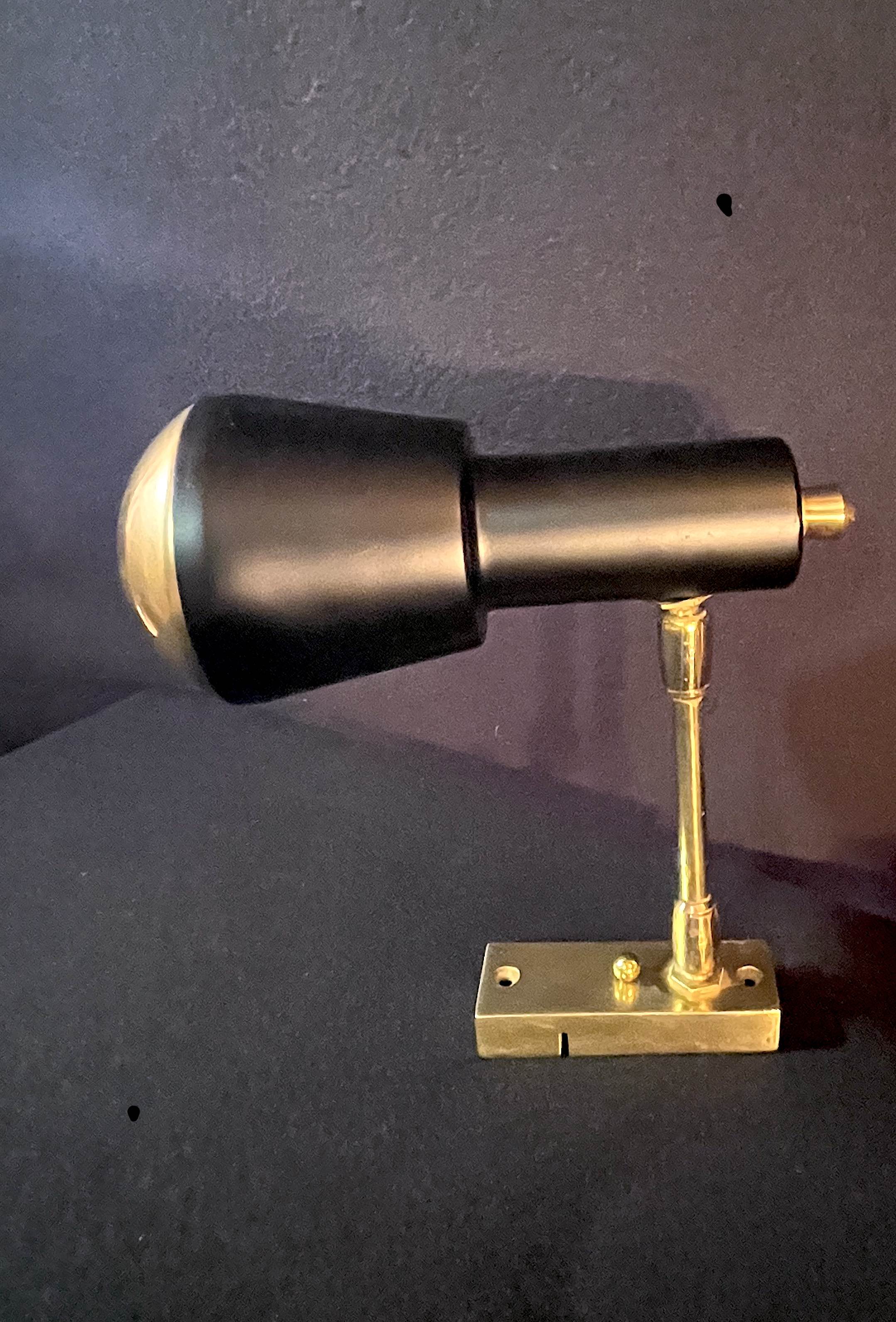 Pair of black and gold metal spotlights, Italy, Mid-Century