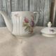 Cream porcelain coffee pot with multicoloured pastel floral decoration CT Karl Tielsch, Germany 1940s.