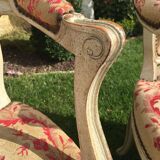 Pair of Louis XV period lacquered cabriolet armchairs, 18th century