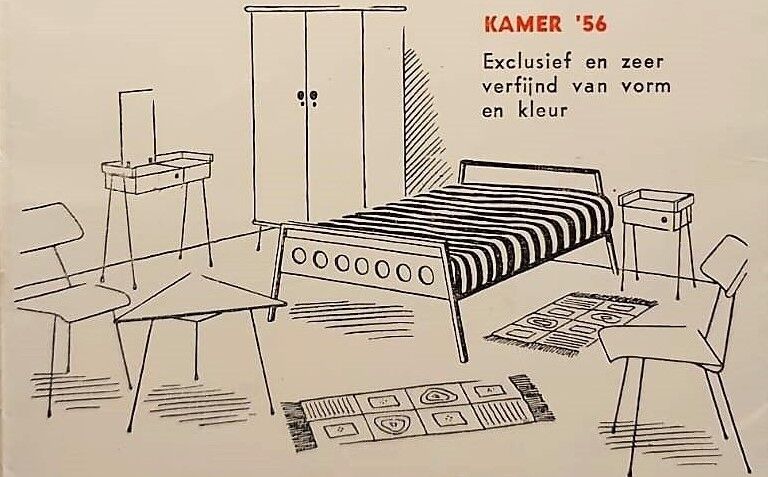 Rob Parry and Emile Truijen Bed, Chair and Nightstand for Dico series "Kamer 56", 1950s