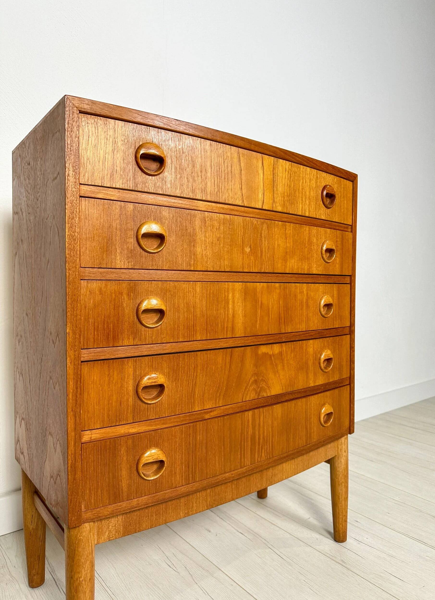 1960s Vintage Kai Kristiansen Teak Bow Front Dresser