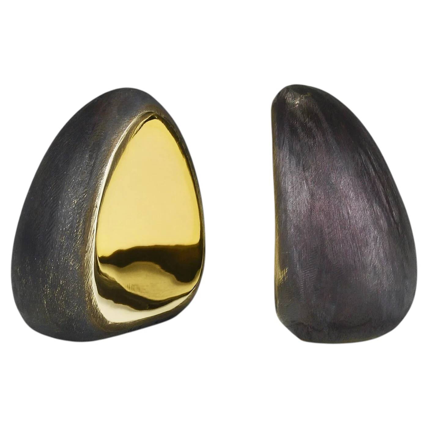 Pair Carl Auböck minimalist drop brass bookends #4636, Vienna, Austria
