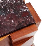 Contemporary Modern Pair of Sideboards in Wood and Burgundy Marble Top, Italy