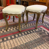 Pair of beige stool Louis XVI style