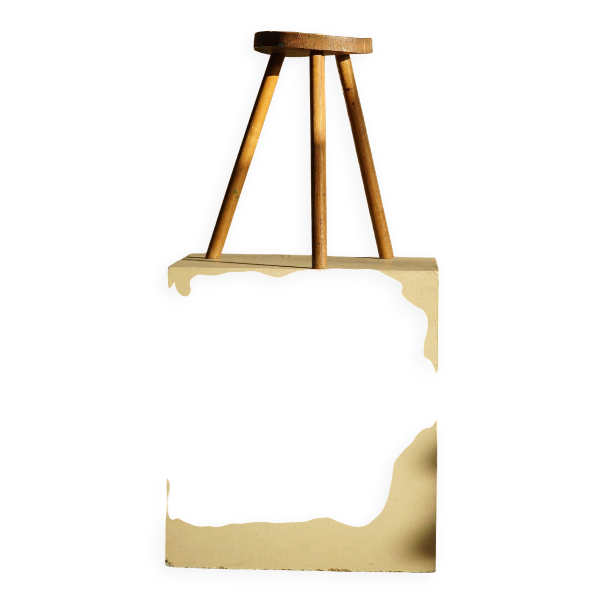 Tripod stool made of solid oak, by a Danish cabinetmaker, mid-century, around 1960.