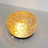 Original 1970’s amber Glass ‘Flower’ wall lamps by Erco