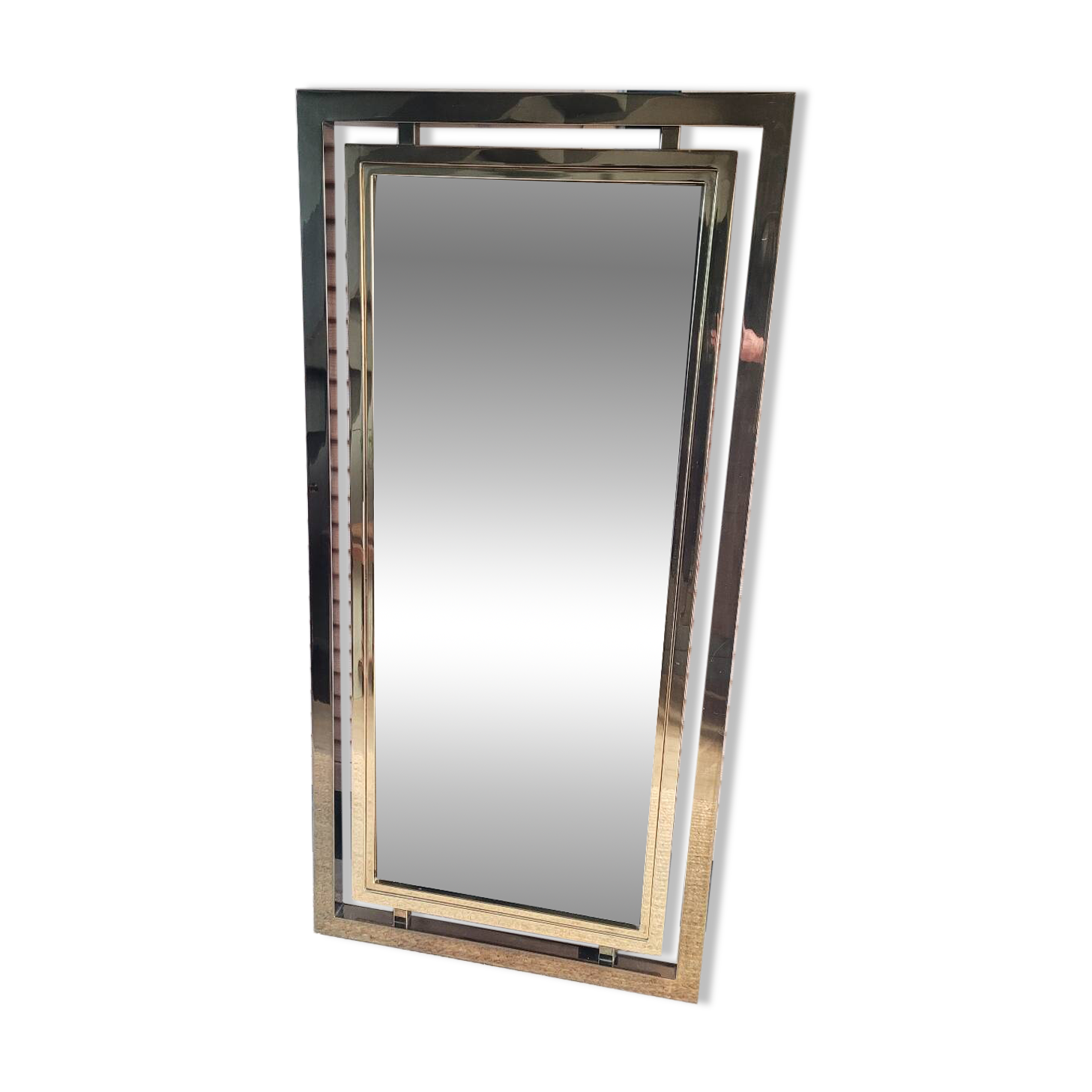 Large vintage design mirror in gold metal