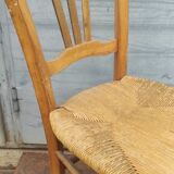 Chaise rustique paillée vintage art populaire