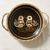 Alsatian wicker and ceramic bird dish