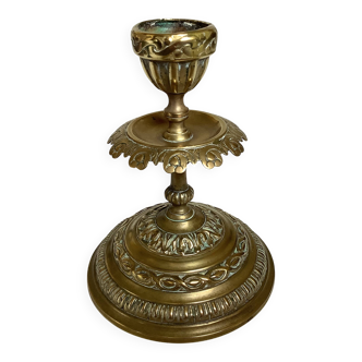 Worked brass candlestick