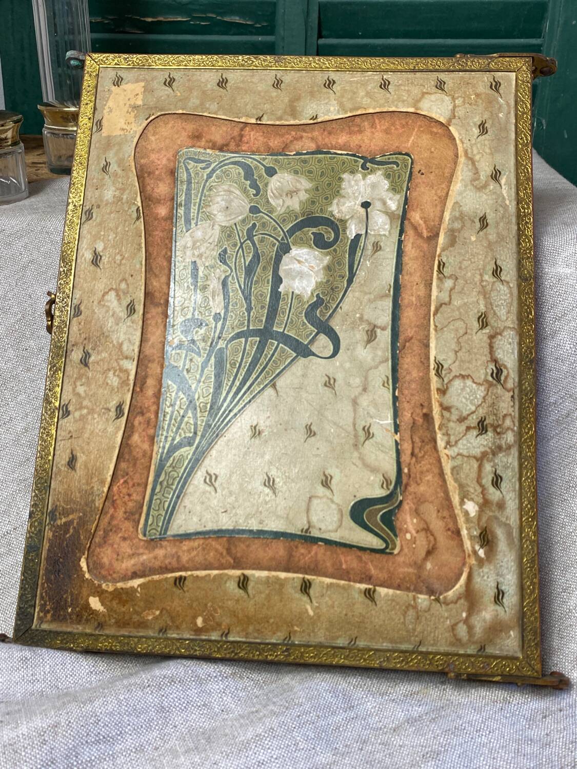 Vintage barber triptych mirror