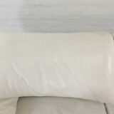 Maralunga 2-seater sofa in white leather by Vico Magistretti for Cassina