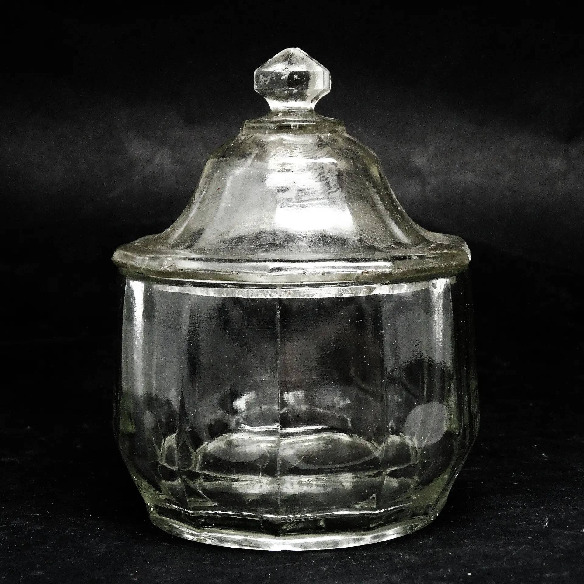 Sugar bowl, Art Deco, pressed glass, Germany, 1950s