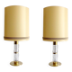 Pair Large Vintage Lamps, Glass & Brass