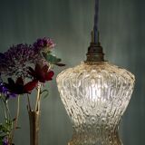 Vintage tulip pendant light in amber glass