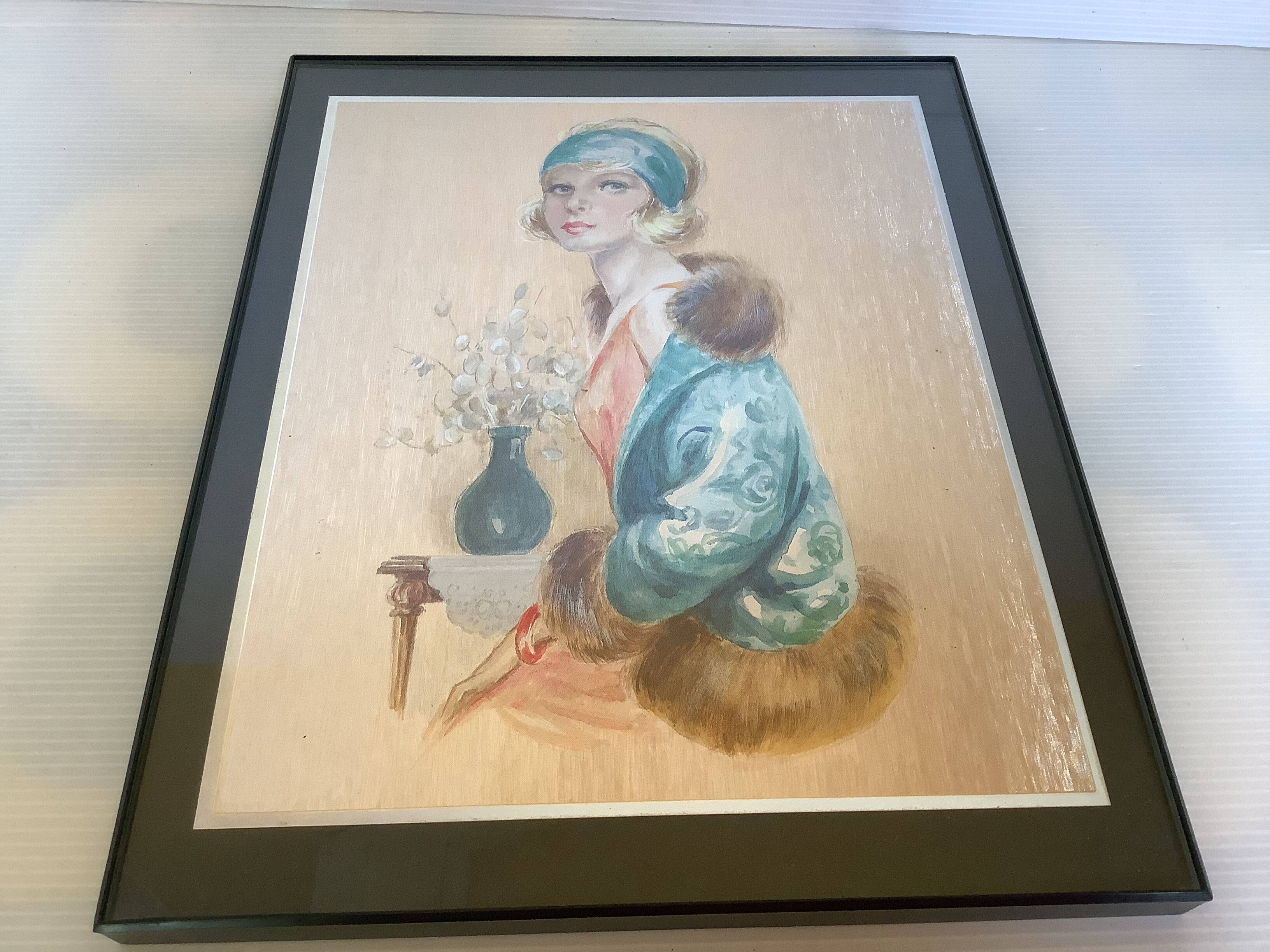 Art Deco woman portrait in iridescent colors