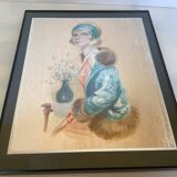 Art Deco woman portrait in iridescent colors