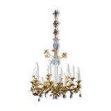 Chandelier in gilded bronze and crystal, 19 century