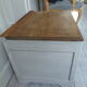 Storage furniture, bedside, pearl grey patinated sofa end, oak tray.