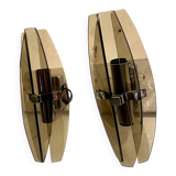 Pair of smoked glass and chrome wall lights, Italy, 1970
