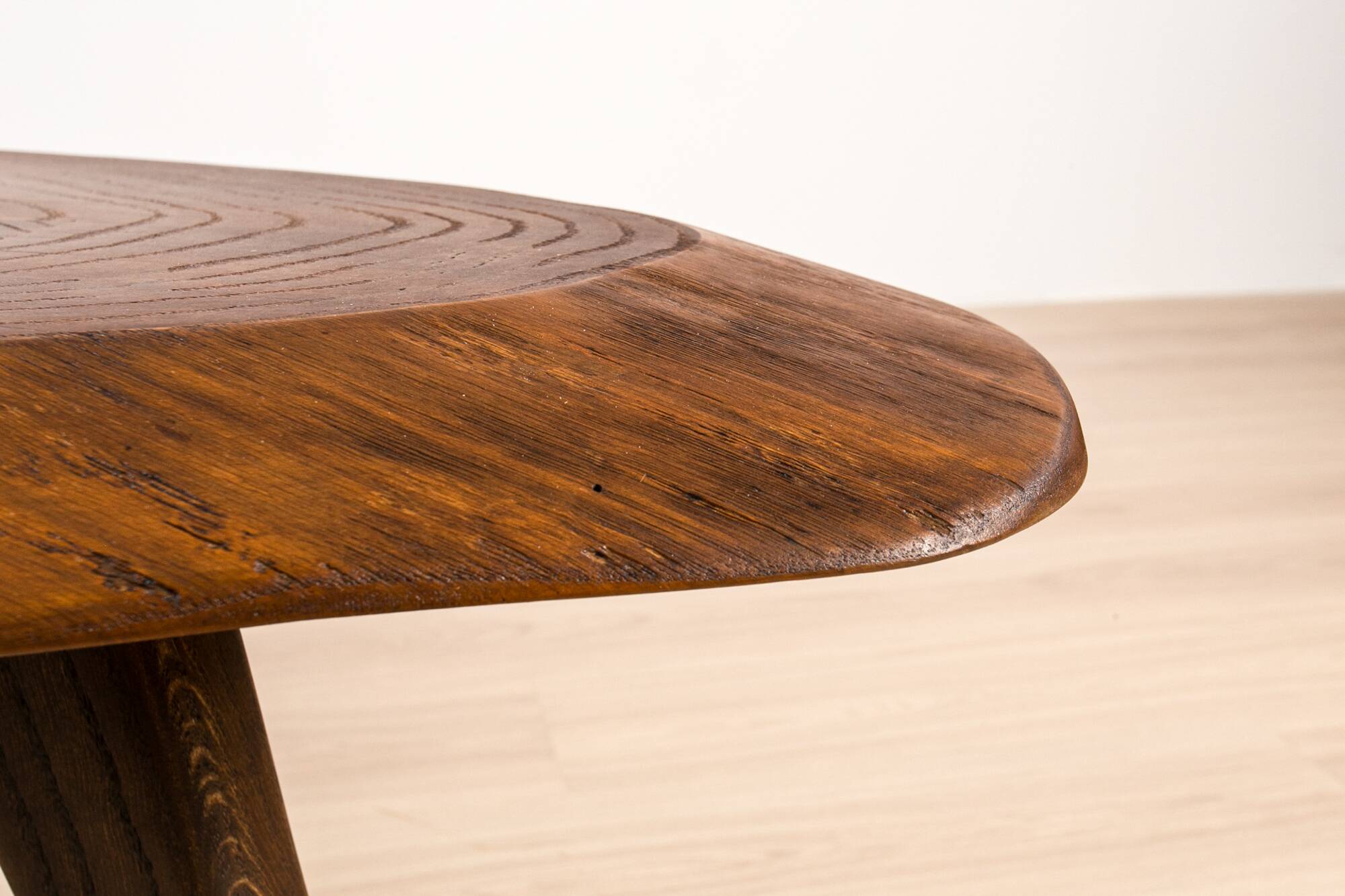 Brutalist Solid Oak Slab Coffee Table, Central Europe, 1960s–1970s