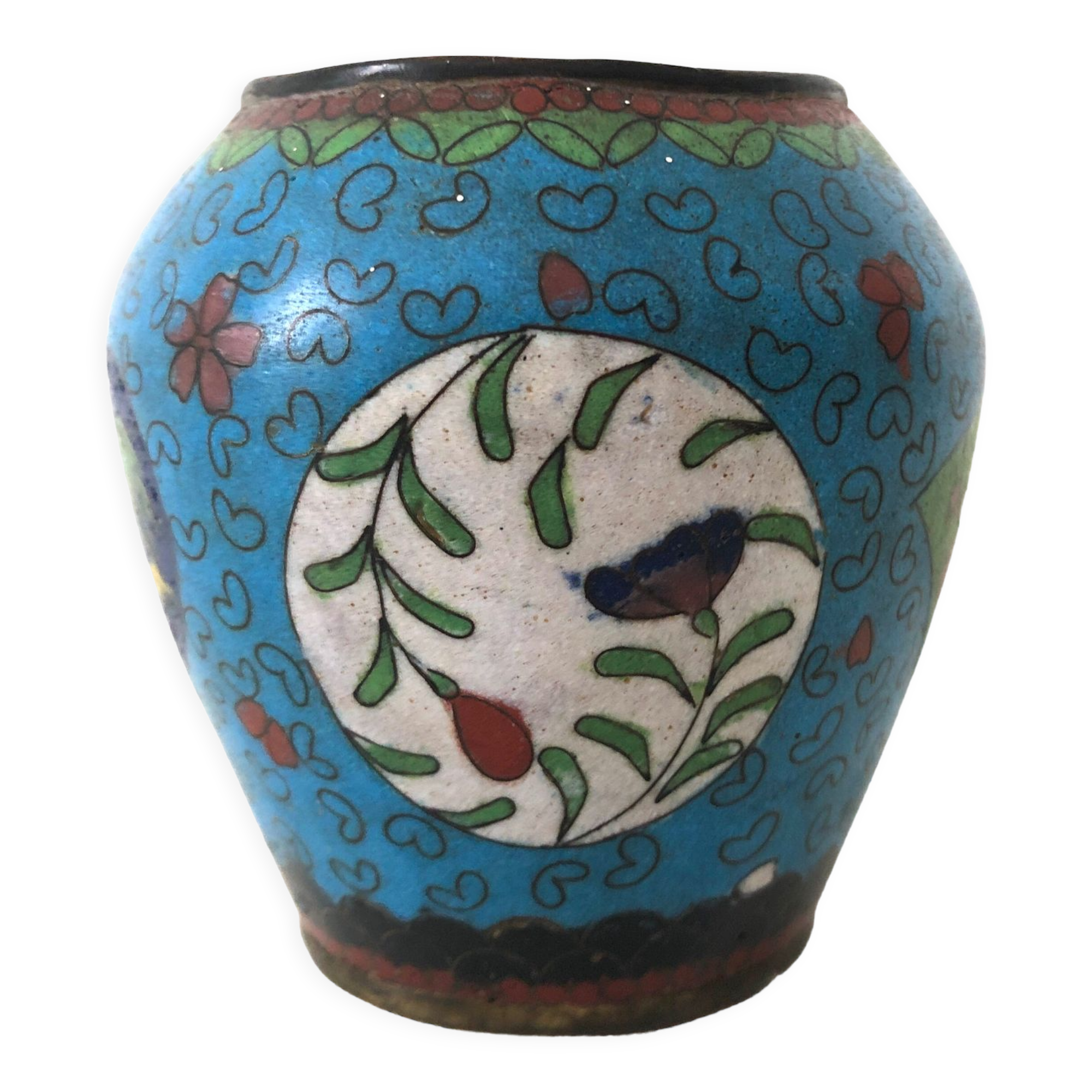 Stylo Asiatique Vintage Chinois En Argent Sterling Avec émail Cloisonné - Bille Rétro