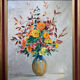 Painting "Flowers in vase" signed M. Saulo, circa 1950 frame