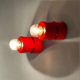Paire d'appliques ou de plafonniers Stilnovo rouges, comme neufs, design italien des années 1980