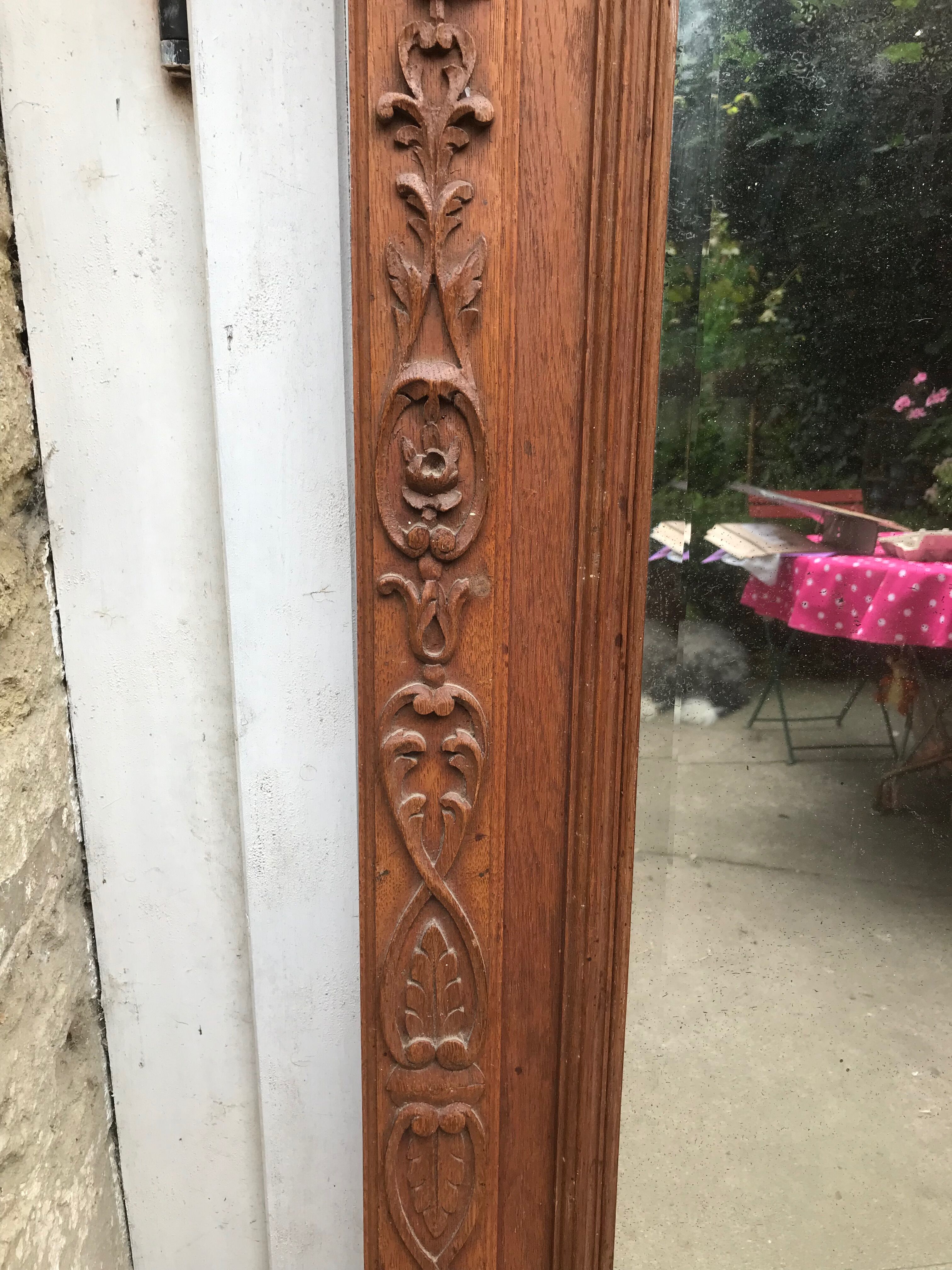 Carved wooden fireplace mirror 132 x 99