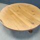 Large tripod round wooden brutalist coffee table, 1960s