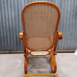 Rocking-chair en bois courbé et cannage osier rotin
