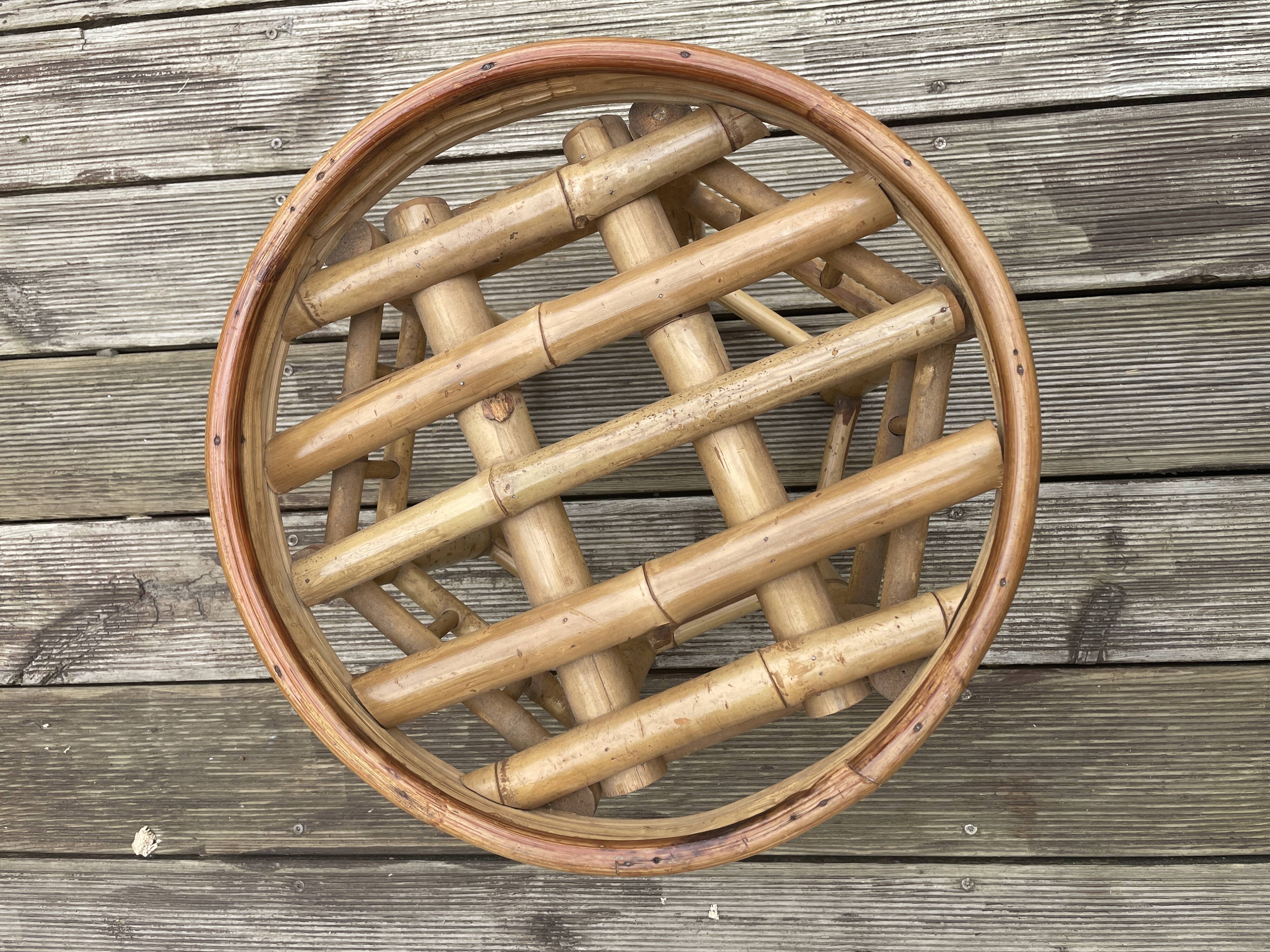 Vintage rattan pouf from the 60s