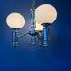 Mid-Century opaline glass chandelier with chrome structure