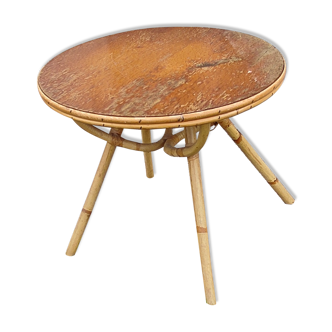 Vintage bamboo and rattan coffee table