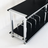 Vintage Hi-Fi furniture in lacquered wood and chrome iron, Spain, 1980